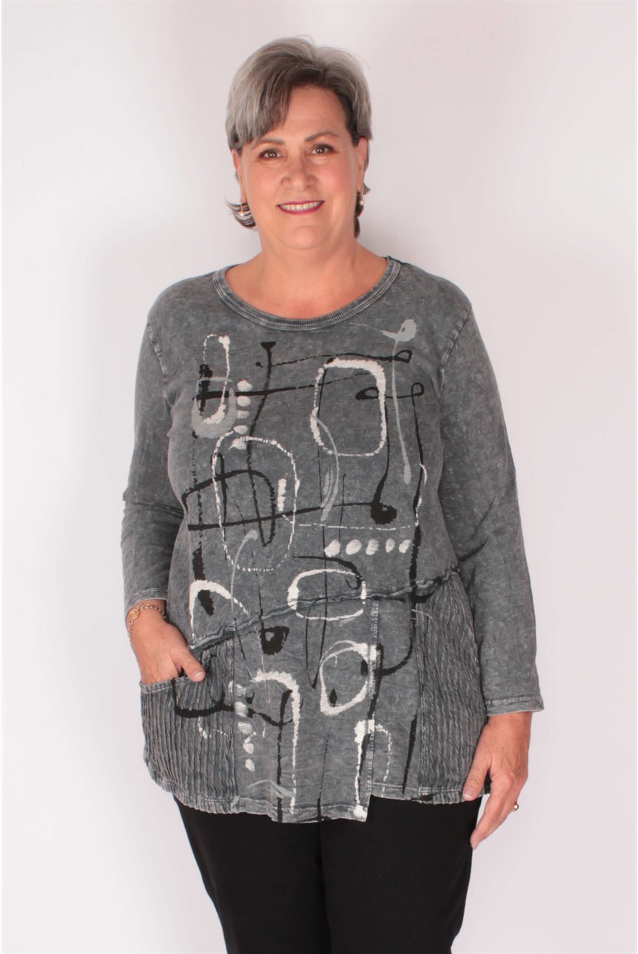 Slub Tunic w / Wave Knit Pockets Rhythm